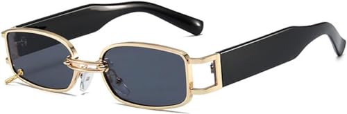 Yeooa Damen Sonnenbrille Metall Rim Sonnenbrille für Männer und Frauen Mode Trend schillernde Sonnenbrillen Retro Hip Hop Punk Street Style Brillen (Eine Größe,Schwarz-Grau) von Yeooa