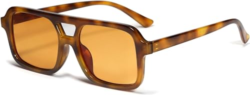 Yeooa Unisex Retro Sonnenbrille 70er Jahre Quadratisch Retro Mode Trend Sonnenbrille am Meer Strand Urlaub Angeln Reiten UV schützende quadratische Sonnenbrille (Eine Größe,Farbe 1) von Yeooa