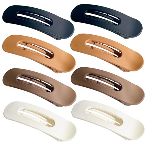 Flache Haarklammern 8pcs 2.83x1.14 Mode Alligator -Haarclip für dünne oder dicke neutrale Farben Flache Klauenklammern Chic Matte für Frauen & Mädchen, Klaue von Yeory