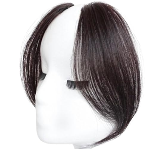 Seitbalken Clip in menschlichem Haar 2pcs Clip auf Pony for Women 9,8 Zoll lang aussehende Welle gefälschte Pony Fransen Haarverlängerungen dunkelbraune falsche Knaller von Yeory