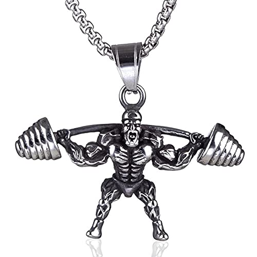 Yerdos Fitness Bodybuilding Gewichtheben Herren Halsketten Anhänger Kette für Jungen Herren Edelstahl Schmuck Kreativität Geschenk, Edelstahl von Yerdos