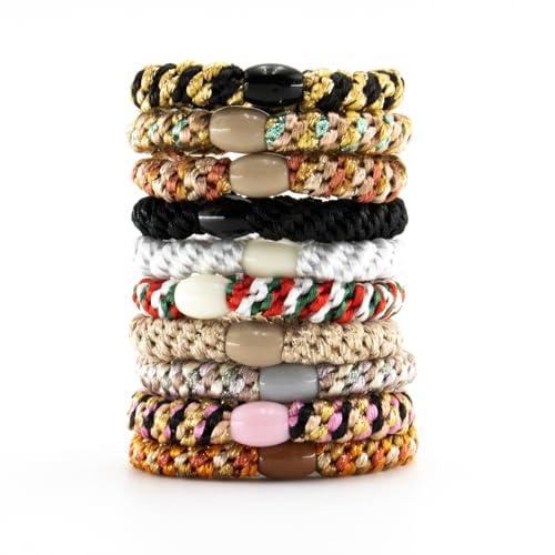Yeria Haargummis Damen Kinder – 10 Stück Elastische Zopfgummis, Bunte Geflochtene Scrunchies Ohne Metall, Für Dickes, Glattes & Lockiges Haar von Yeria