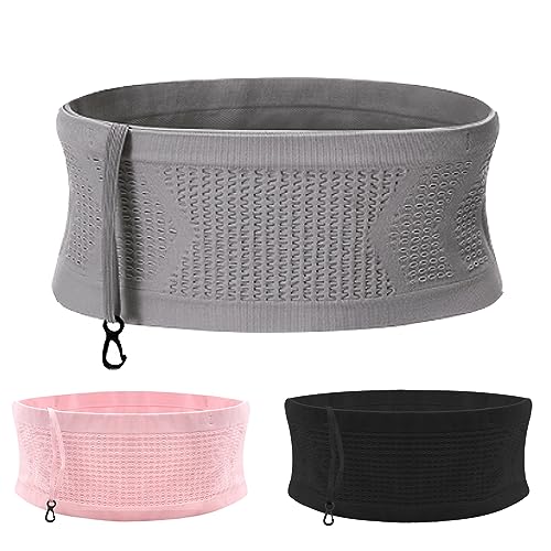 Yeria Multifunktionale Hüfttaschen Strick Hüfttasche Atmungsaktive Verdeckte Bauchtasche Laufgürtel für Handy Herren Lauftasche Damen Stylisch für Fitness Sport Wanderung (Grau, L) von Yeria