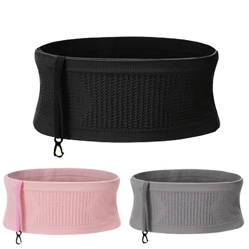 Yeria Multifunktionale Hüfttaschen Strick Hüfttasche Atmungsaktive Verdeckte Bauchtasche Laufgürtel für Handy Herren Lauftasche Damen Stylisch für Fitness Sport Wanderung (Schwarz, L) von Yeria