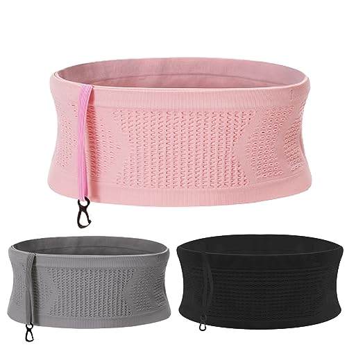 Yeria Multifunktionale Hüfttaschen Strick Hüfttasche Atmungsaktive Verdeckte Bauchtasche Laufgürtel für Handy Herren Lauftasche Damen Stylisch für Fitness Sport Wanderung (Rosa, M) von Yeria