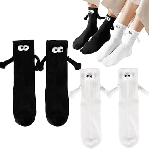 Yeria 2 Paar Handhaltende Socken, Socken für Paar lustige Hand in der Hand, Lustige 3D-Puppenpaar Socken mit Magnet-Saugnapf, besondere Geschenke für Frauen Männer, E, M von Yeria