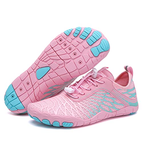 Yeria Barfuss Schuhe Damen Unisex Barfußschuhe Wasserschuhe, Schnell Trocknend Drainagelöcher Strand Schwimmschuhe für Wassersport Outdoor (Rosa, Erwachsene, 40, Numerisch, EU Schuhgrößensystem, M) von Yeria