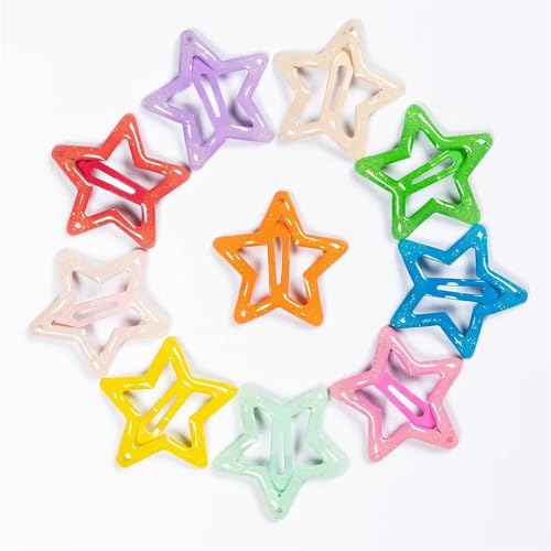 Yerozhui Bunte Stern-Haarspangen, Set mit 10 bunten Stern-Haarspangen für Frauen und Mädchen – Frisierzubehör in leuchtenden Farben – Glow in the Dark Star von Yerozhui