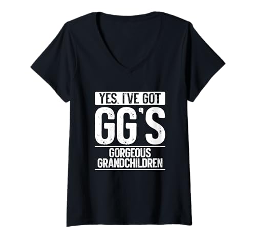 Damen Yes, I've Got Gg's, Gorgeous Grandchildren Funny T-Shirt mit V-Ausschnitt von Yes, I've Got Gg's, Gorgeous Grandchildren Funny