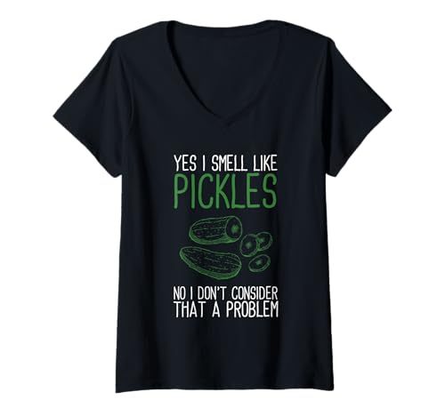 Damen Yes I Smell Like Pickles Gurken Gurken Gurken Gemüse Pickl T-Shirt mit V-Ausschnitt Damen Yes I Smell Like Pickles Gurken Gurken Gurken Gemüse Pickl T-Shirt mit V-Ausschnitt von Yes I Smell Like Pickles