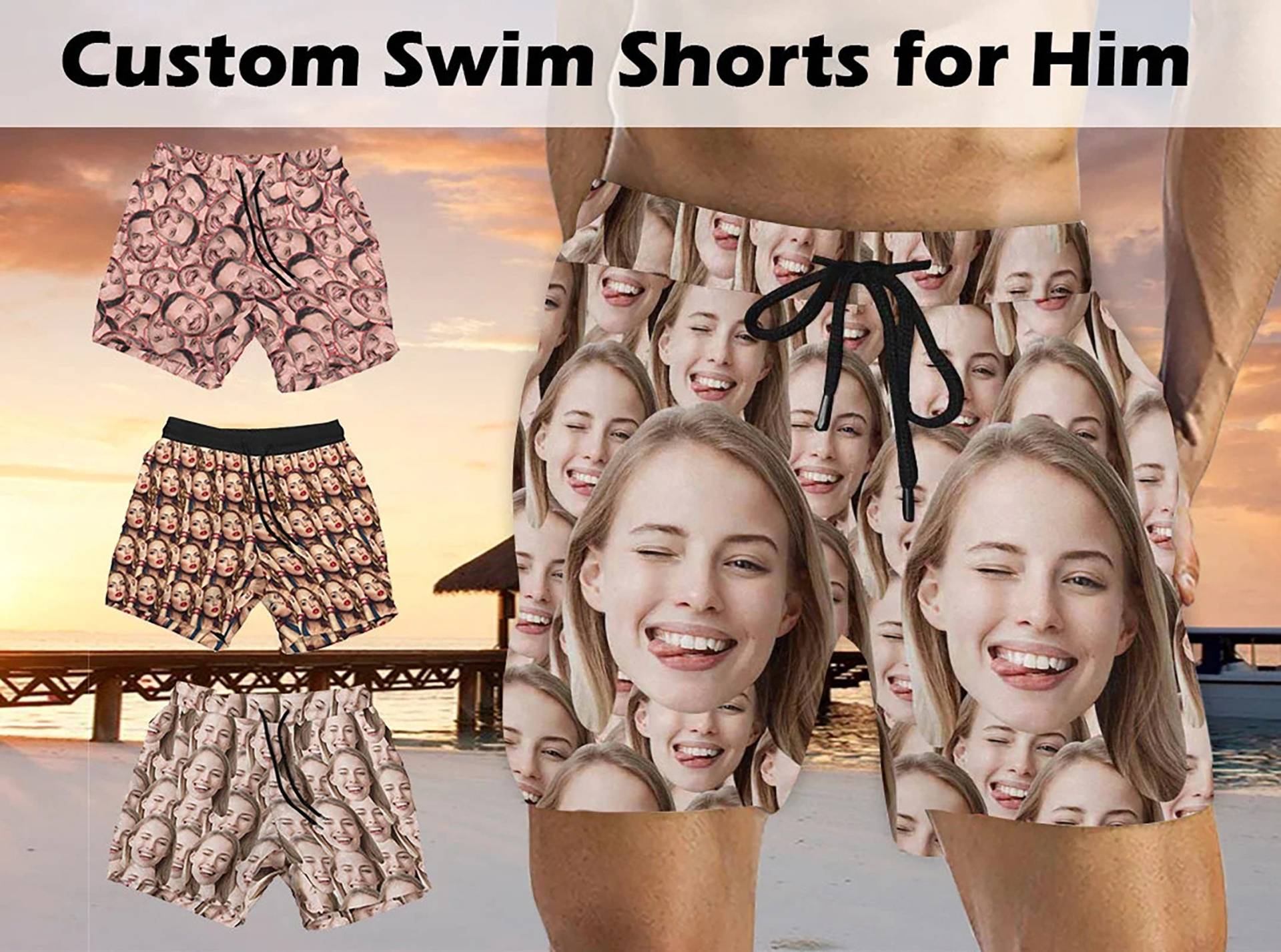 Benutzerdefinierte Gesicht Badeshorts Für Vater/Mann Freund, Personalisierte Foto Badehose, Bild Shorts Geschenk Junggesellenabschied von YesCustomStore