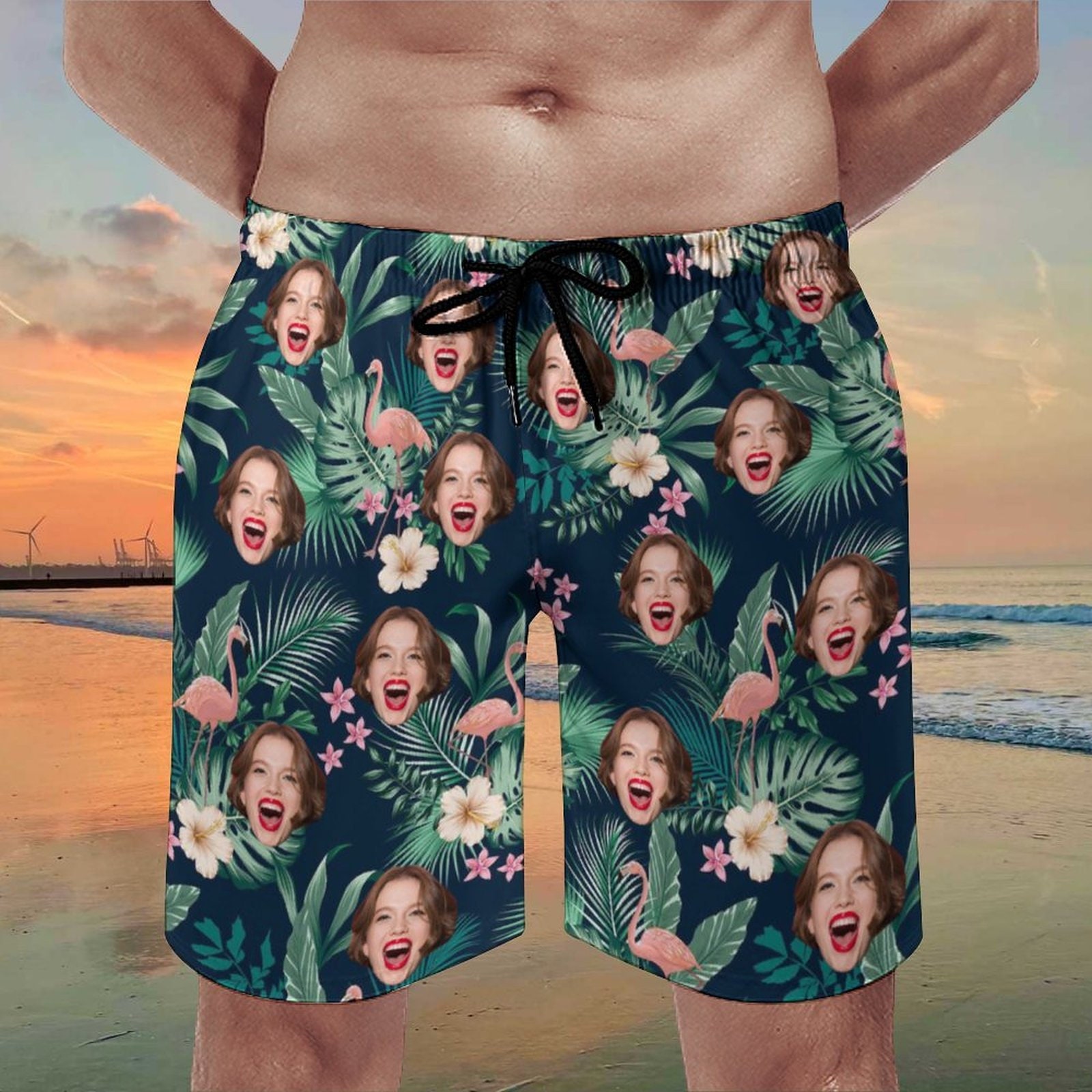 Personalisierte Foto Bademode, Benutzerdefinierte Flamingo Badeshorts, Personalisiert Badehose, Badeanzug Für Männer, Geschenk Ehemann, Freund von YesCustomStore