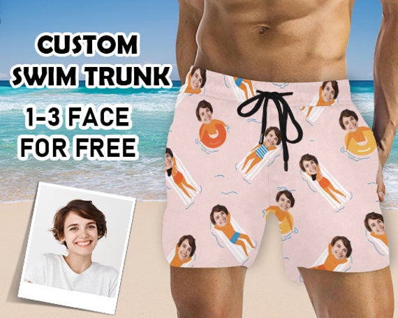 Personalisierte Strand Shorts Mit Gesicht, Lustige Foto Badehose, Personalisierte Gesichter Bademode, Männer Shorts, Geschenk Für Papa/Mann von YesCustomStore