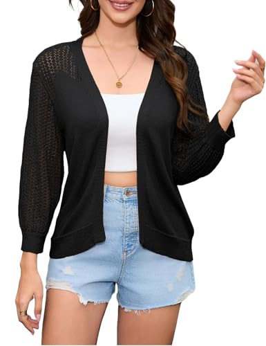 YesFashion Strickjacken für Damen Cardigan Elegant V-Ausschnitt 3/4 Arm Sommer von YesFashion