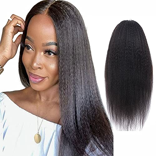 YesJYa Echthaar Perücke Kinky Straight Human Hair Wig Perücke Damen 13x4x1 Middle Part Lace Front Wig 150% Density Brazilian Hair Wigs Glueless Wig Human Hair 18 Zoll von YesJYas