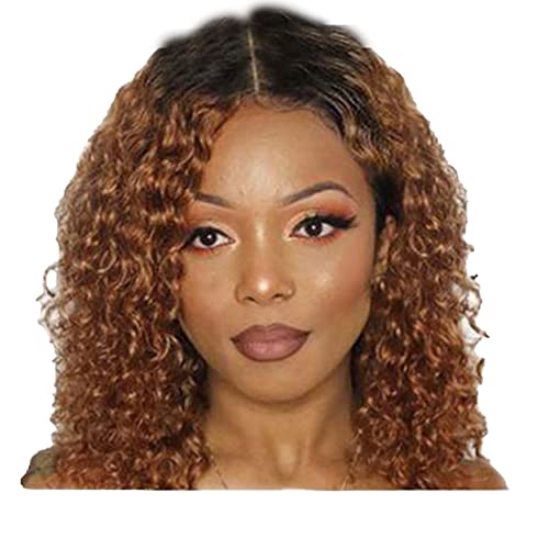 YesJYas Echthaar Perücke Braun Bob Wig Human Hair 150% Density 4x4 Lace Closure Wig Brazilian Hair 1B/30 Coloured Blonde Wig Ombre Water Wave Human Hair Wig For Black Women 12 Zoll von YesJYas