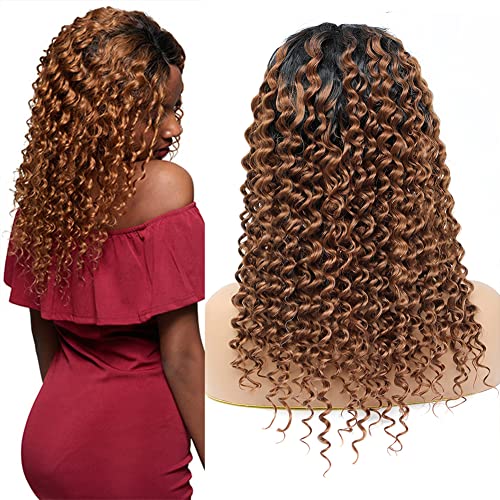 YesJYas Echthaar Perücke Perücke Damen Bob Wig 150% Density 4x4 Lace Front Wig Brazilian Virgin Hair Wig 1B/30 Coloured Blonde Wig Ombre Water Wave Wig For Black Women 12 Zoll von YesJYas