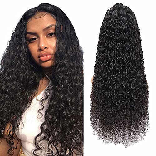 YesJYas Echthaar Perücke Glueless Wig Human Hair 13x4x1 T Part Lace Front Wig Human Hair Brazilian Virgin Hair Wig Water Wave For Black Women Natural Color 24 Zoll von YesJYas