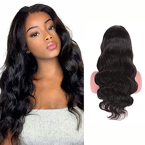 YesJYas Perücke Schwarz Human Hair Wig Brazilian Virgin Hair Wig 150% Density 13x4x1 Lace Front Wig Body Waves Lace Front Wig Natural Black Color Wigs For Black Women 22 Zoll von YesJYas