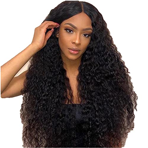 YesJYas Perücke Damen Perücke Schwarz Human Hair Wig Swiss Lace Front Wig Human Hair 150% Density 13x4x1 T Shapr Lace Wig Water Wave Wig Pre Plucked Brazilian Hair Wig 16 Zoll von YesJYas