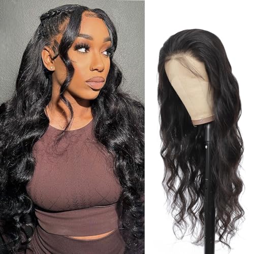 YesJYas Lace Front Wig Glueless Wig Human Hair 150% Density 13x6 Lace Front Wig Brazilian Hair Wig Body Wave For Black Women Natural Color HD Lace Wig Human Hair 16 Zoll von YesJYas