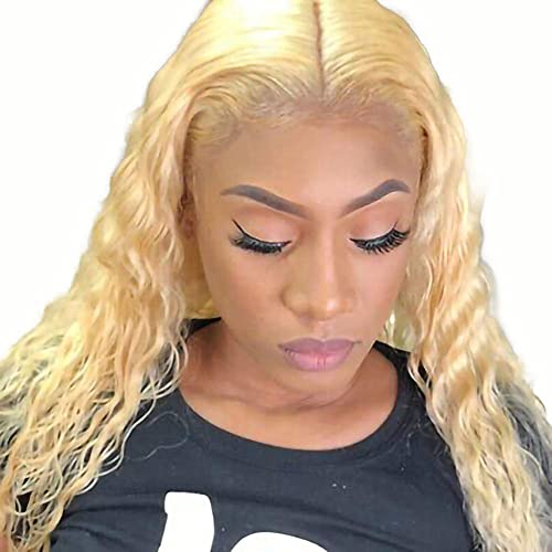 YesJYas Perücke Damen Echthaar Perücke Lace Front Wigs Pre Plucked Bleached Knots Remy 613 Wig Brazilian Virgin Hair Wig 13x4x1 Middle Part Lace Wigs Deep Wave 16 Zoll von YesJYas