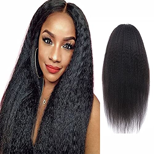 YesJYas Perücke Damen Human Hair Wig 150% Density 9A Brésilien Virgin Hair Wig 13x4x1 Middle Part Lace Frontal Wig Kinky Straight Hair Glueless Wig 1B Color 22 Zoll von YesJYas