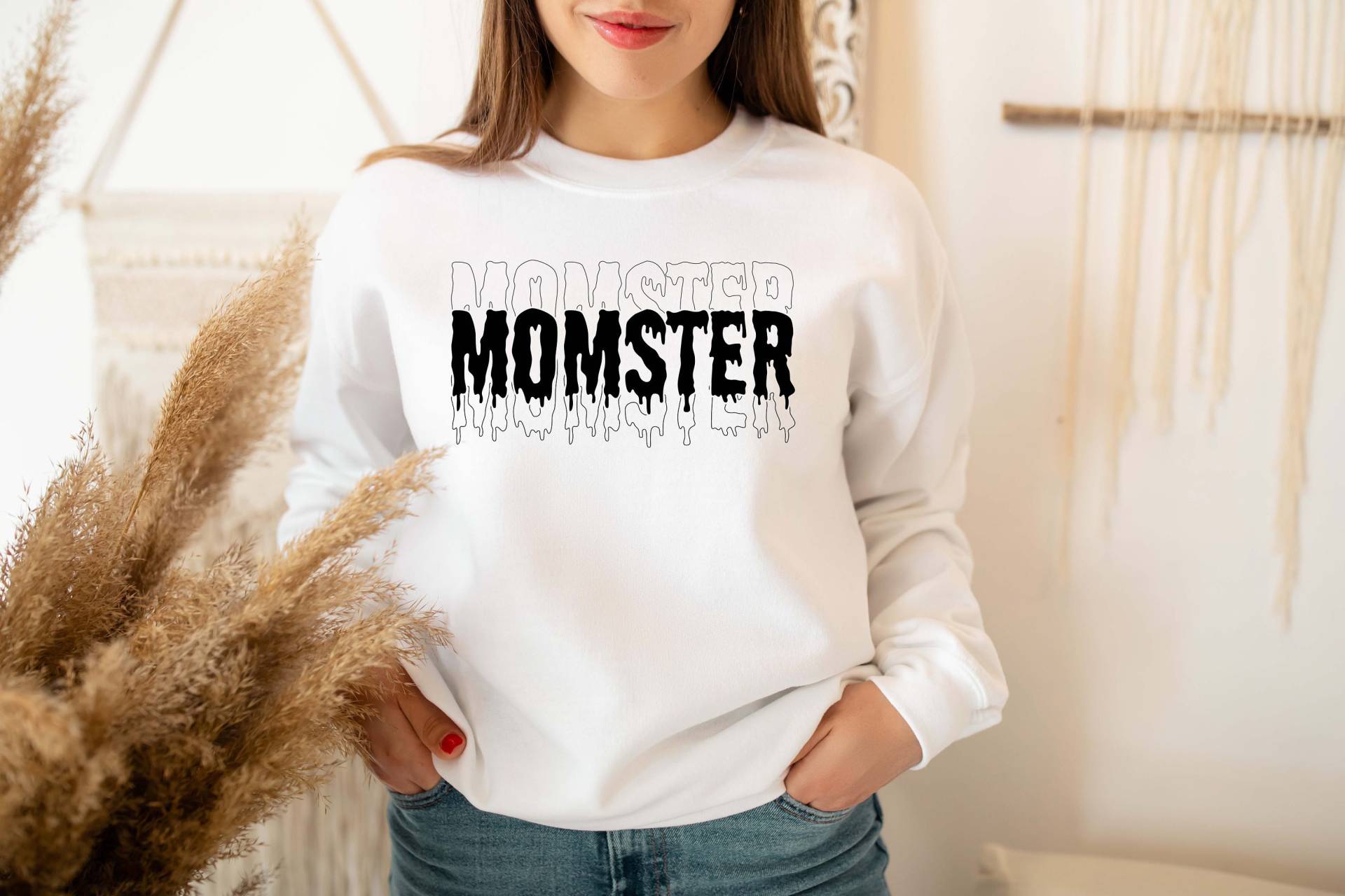 Halloween Monster Sweatshirt, Mama Herbst Momster Geschenk Für Frauen, Lustiges Mom Ster Party von YesTeeDesign