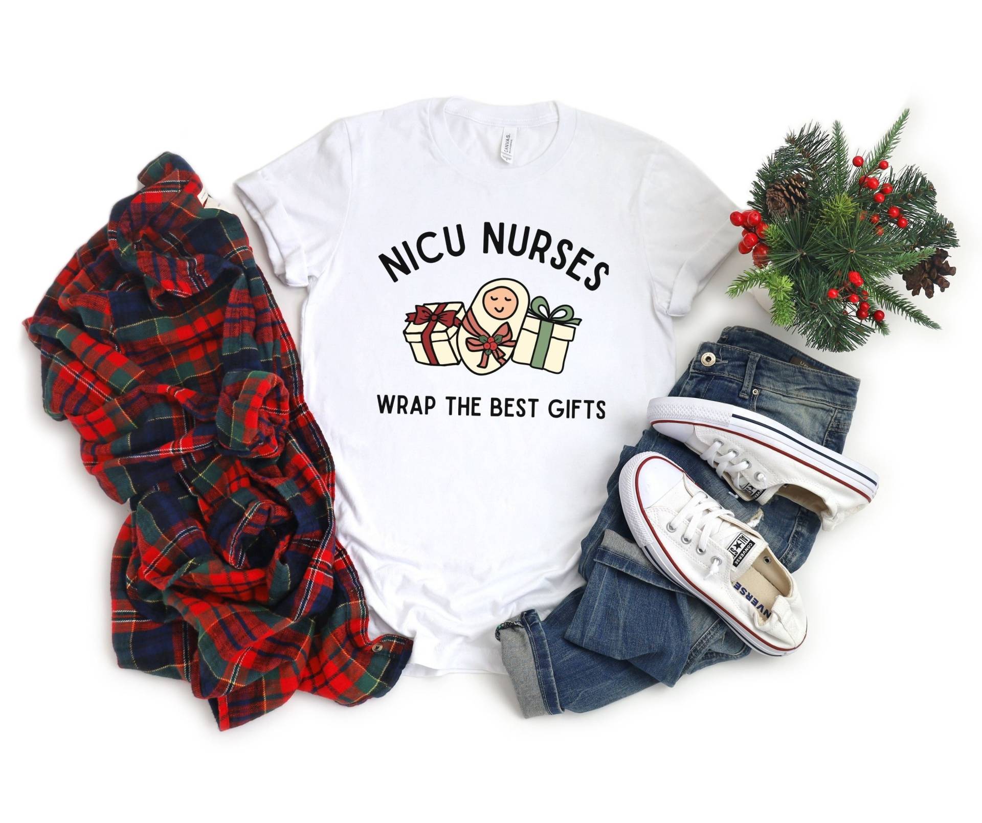 Nicu Krankenschwester Weihnachten Shirt, Weihnachts Tshirt Für Krankenschwester, Mutter Baby Urlaub Arbeit Und Lieferung Weihnachtsgeschenk, Doula von YesYesYallApparel