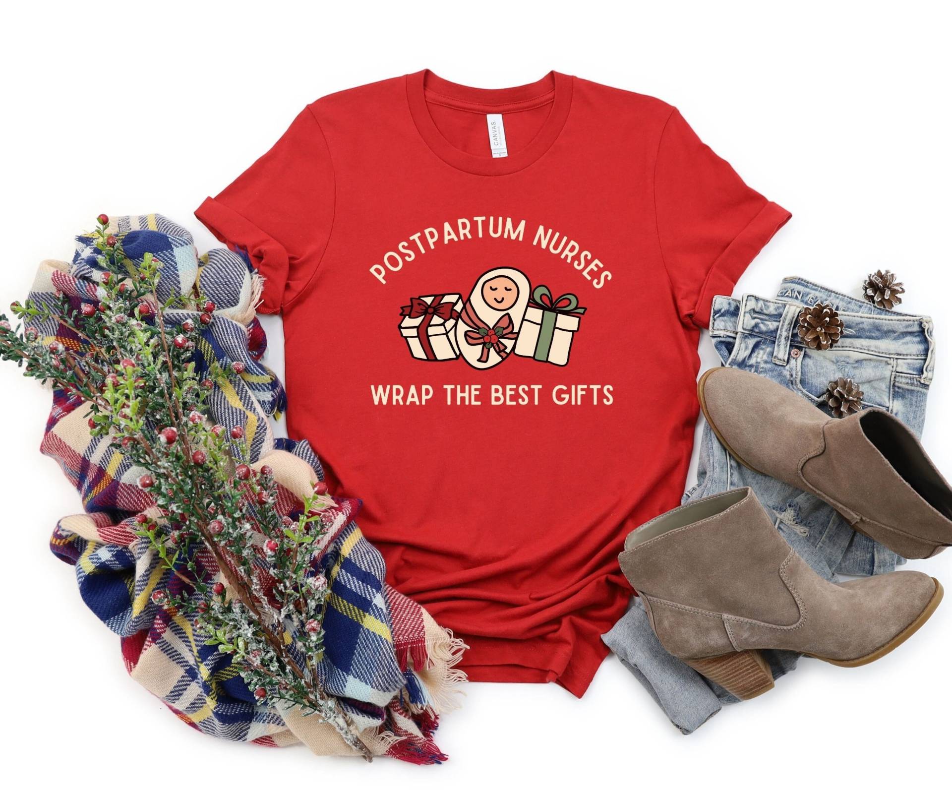 Postpartum Krankenschwester Weihnachts Shirt, Tshirt Für Mutter Baby Krankenschwester, L Und D Urlaubsshirt, Arbeit Lieferung Weihnachten Geschenk von YesYesYallApparel