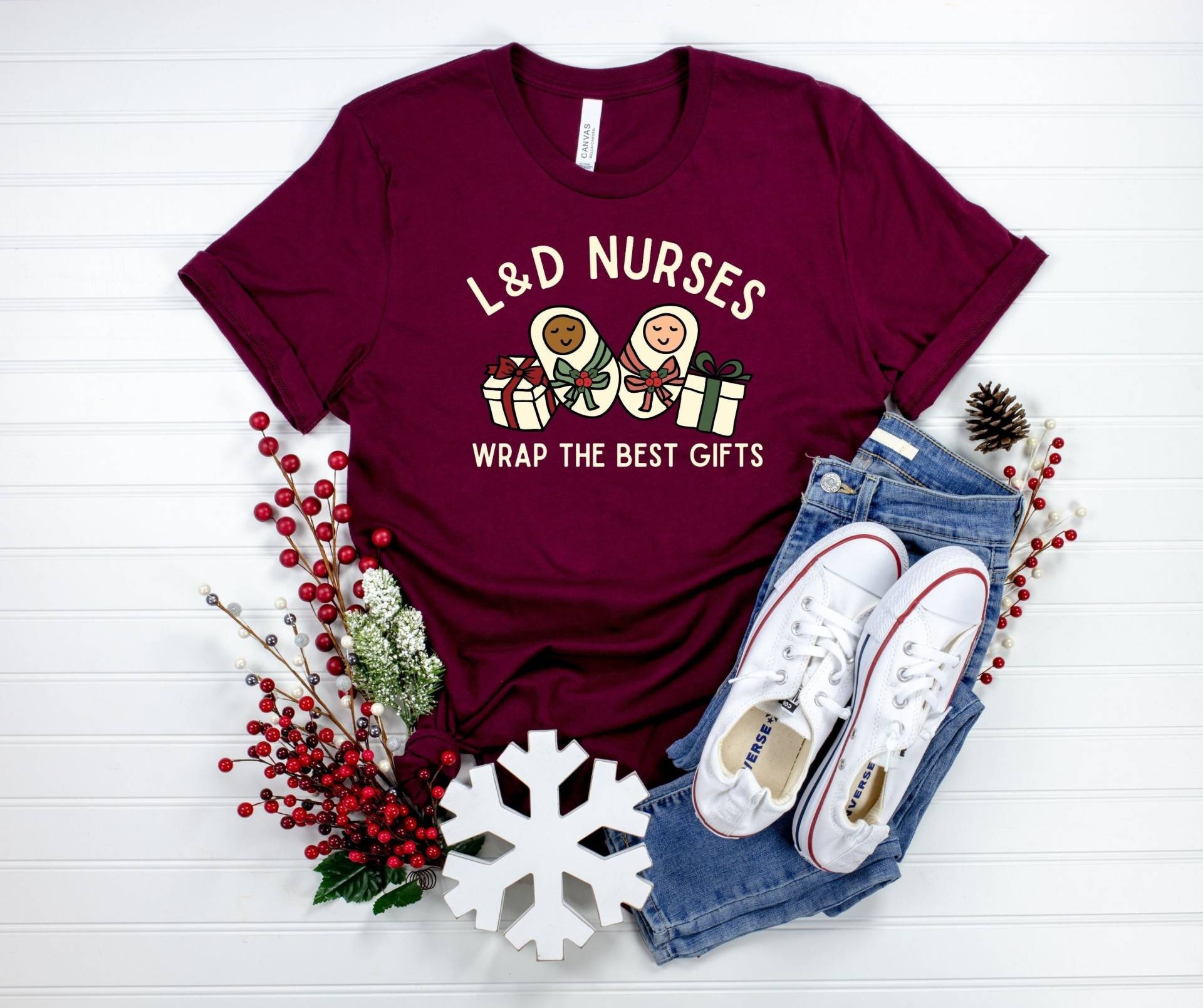 Weihnachtsshirt Für L Und D Krankenschwestern, Mutter Baby T-Shirt, Krankenschwester Tshirt, Shirt, Weihnachtsgeschenk von YesYesYallApparel