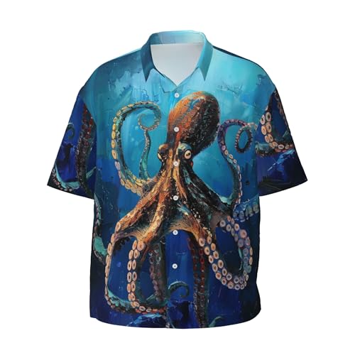 Yesad Hemden für Herren, Button-Up-Shirt, kurze Ärmel, lässiges Grafik-Shirt, stilvolles Sommer-Strand-Shirt, Blue Sea Octopus, XX-Large Yesad Hemden für Herren, Button-Up-Shirt, kurze Ärmel, lässiges Grafik-Shirt, stilvolles Sommer-Strand-Shirt, Blue Sea Octopus, XX-Large von Yesad