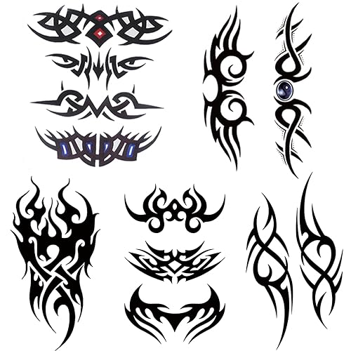 Yesallwas 5 Blatt Arm Tattoo Tribal Tattoo Temporär Oberarm Tattoo Fake Tattoo für Männer Frauen von Yesallwas