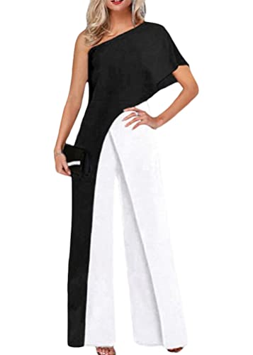 Yesgirl Damen Jumpsuit Elegant Kurzarm Playsuit Schulterfrei Lang Overall Hosenanzug Casual Lose Drucken Playsuit Ärmellos Taille Romper Sommer A Schwarz2 XL Yesgirl Damen Jumpsuit Elegant Kurzarm Playsuit Schulterfrei Lang Overall Hosenanzug Casual Lose Drucken Playsuit Ärmellos Taille Romper Sommer A Schwarz2 XL von Yesgirl