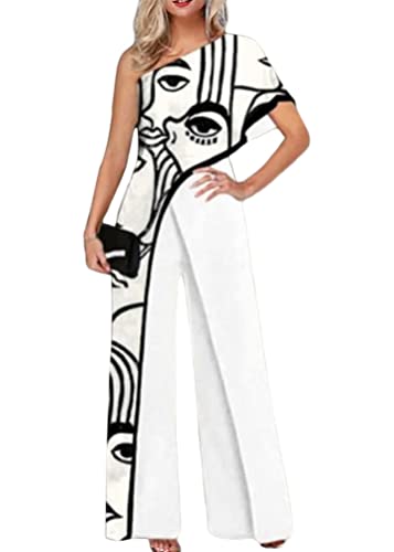 Yesgirl Damen Jumpsuit Elegant Kurzarm Playsuit Schulterfrei Lang Overall Hosenanzug Casual Lose Drucken Playsuit Ärmellos Taille Romper Sommer A Weiß3 M Yesgirl Damen Jumpsuit Elegant Kurzarm Playsuit Schulterfrei Lang Overall Hosenanzug Casual Lose Drucken Playsuit Ärmellos Taille Romper Sommer A Weiß3 M von Yesgirl
