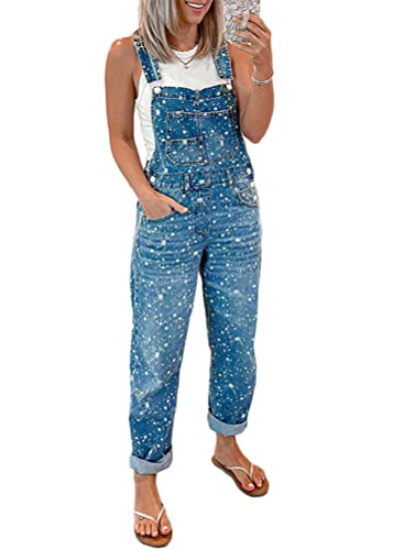 Yesgirl Damen Latzhose Sommer Jeanslatzhose Ärmellos Baggy Jumpsuit Overall Destroyed Vintage Jeans Playsuit Fashion Jeans Trägerhose Romper Loose Lange Hose B Dunkelblau M von Yesgirl