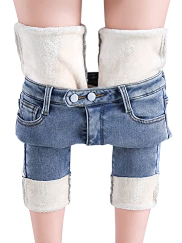 Yesgirl Damen Winter Jeans Fleece Gefüttert Thermohose Warm High Waist Thermojeans Dicke Skinny Jeans Slim Fit Denim Leggings Outdoor Jegging für Frauen A Hellblau XXL Yesgirl Damen Winter Jeans Fleece Gefüttert Thermohose Warm High Waist Thermojeans Dicke Skinny Jeans Slim Fit Denim Leggings Outdoor Jegging für Frauen A Hellblau XXL von Yesgirl