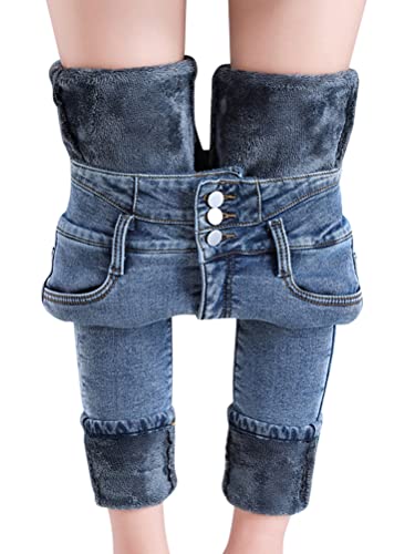 Yesgirl Damen Winter Jeans Fleece Gefüttert Thermohose Warm High Waist Thermojeans Dicke Skinny Jeans Slim Fit Denim Leggings Outdoor Jegging für Frauen B Hellblau XXL Yesgirl Damen Winter Jeans Fleece Gefüttert Thermohose Warm High Waist Thermojeans Dicke Skinny Jeans Slim Fit Denim Leggings Outdoor Jegging für Frauen B Hellblau XXL von Yesgirl