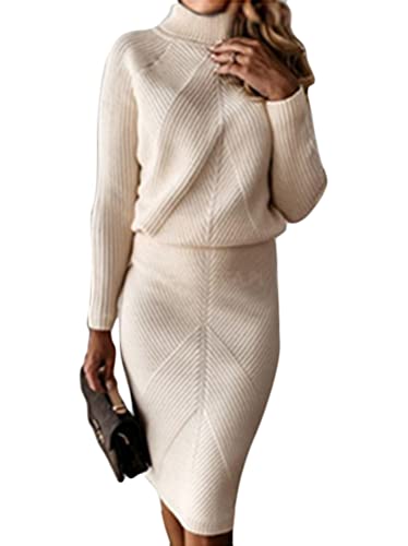 Yesgirl Freizeitkleider für Damen Elegant Outfits Herbst Frauen Stricken Kostüm Rollkragen Einfarbig Pullover + High Waist Paket Hip Slim Fit Rock Zwei Stück Set Beige Einheitsgröße Yesgirl Freizeitkleider für Damen Elegant Outfits Herbst Frauen Stricken Kostüm Rollkragen Einfarbig Pullover + High Waist Paket Hip Slim Fit Rock Zwei Stück Set Beige Einheitsgröße von Yesgirl