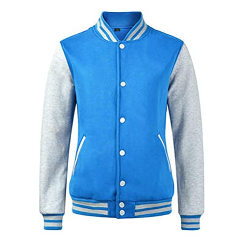 Yesgirl Herren College Jacke Baseballjacke Unisex Mode Sportjacke Sweatjacke Urban Stehkragen Streetwear A Hellblau M von Yesgirl