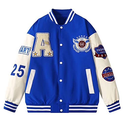 Yesgirl Herren Jacken College Cargo Winterparka Jacke Baseball Sportjacke Sweatjacke Unisex Patchwork Hoodies Mode Streetwear E Dunkelblau L von Yesgirl