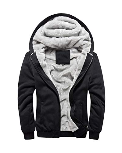 Yesgirl Herren-Sweatshirt mit Kapuze, warmer Wintermantel, durchgehender Reißverschluss, lange Ärmel, lässig, Sweatshirt mit Taschen, D Schwarz, L Yesgirl Herren-Sweatshirt mit Kapuze, warmer Wintermantel, durchgehender Reißverschluss, lange Ärmel, lässig, Sweatshirt mit Taschen, D Schwarz, L von Yesgirl