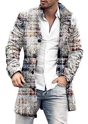 Yesgirl Herren Mantel Wintermantel Lang Wollmantel Slim Fit Herrenmantel Trenchcoat Business Wolle Mantel Freizeit Windbreaker Jacke Cardigan A Gelb2 L von Yesgirl