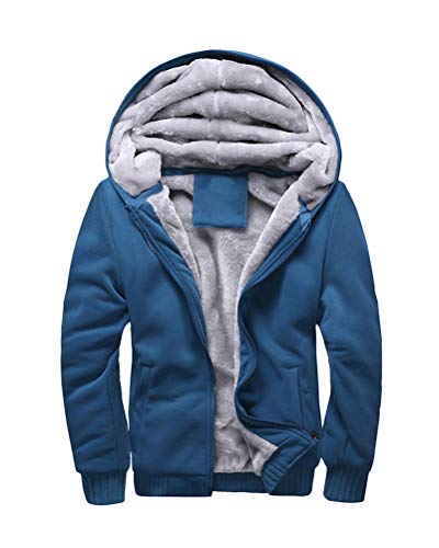 Yesgirl Herren-Sweatshirt mit Kapuze, warmer Wintermantel, durchgehender Reißverschluss, lange Ärmel, lässig, Sweatshirt mit Taschen, D Blau, M von Yesgirl