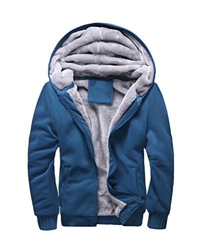 Yesgirl Herren-Sweatshirt mit Kapuze, warmer Wintermantel, durchgehender Reißverschluss, lange Ärmel, lässig, Sweatshirt mit Taschen, D Blau, XL von Yesgirl