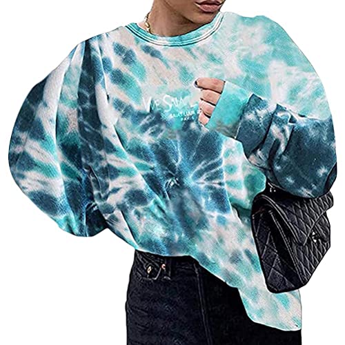 Yesgirl Lange Ärmel Pullover Damen Winter Pullover mit Rundhalsausschnitt, Vintage Sweatshirt Oversized Bunter Cartoons Pullover Teenager Mädchen Sportbekleidung Sweatshirt for Women C Grün S von Yesgirl