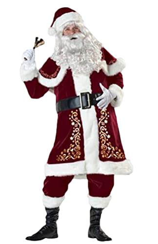 Yesgirl Tomwell Weihnachtsmann Kostüm Herren/Damen Weihnachtskleid V-Ausschnitt Weihnachten Party Kleider Miss Santa Claus Cosplay Kostüm Mit Gürtel Weihnachtsfrau Xmas Outfit Set B Rot M von Yesgirl