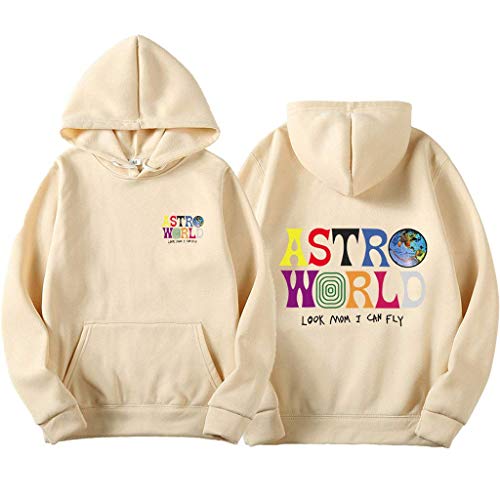 Yesgirl Travis Scott ASTROWORLD Wish You were HERE Hoodies Mode Brief ASTROWORLD Kapuzenpullover Streetwear Herren Damen Pullover Sweatshirt Beige S von Yesgirl