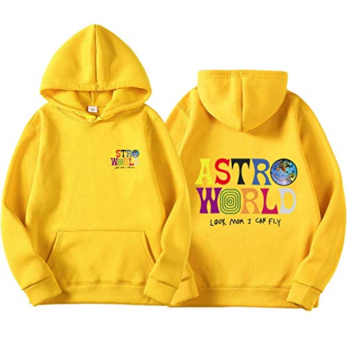 Yesgirl Travis Scott Astroworld Wish You were Here Hoodies Mode Brief Kapuzenpullover Streetwear Herren Damen Pullover Sweatshirt Unisex Tops (XL, Gelb) von Yesgirl