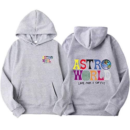 Yesgirl Travis Scott Astroworld Wish You were Here Hoodies Mode Brief Kapuzenpullover Streetwear Herren Damen Pullover Sweatshirt Unisex Tops Grau 2XL von Yesgirl